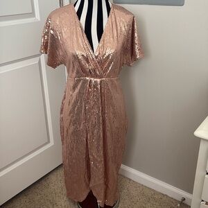 Express Rose Gold Sequin Dress